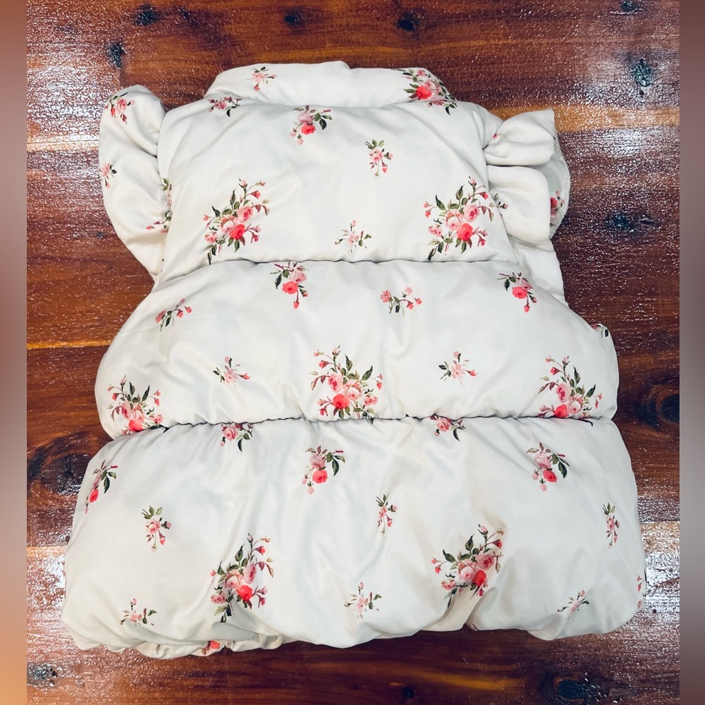 EUC Baby Gap Floral Puffer Vest W/ Ruffle Sleeves - Picture 3 of 5